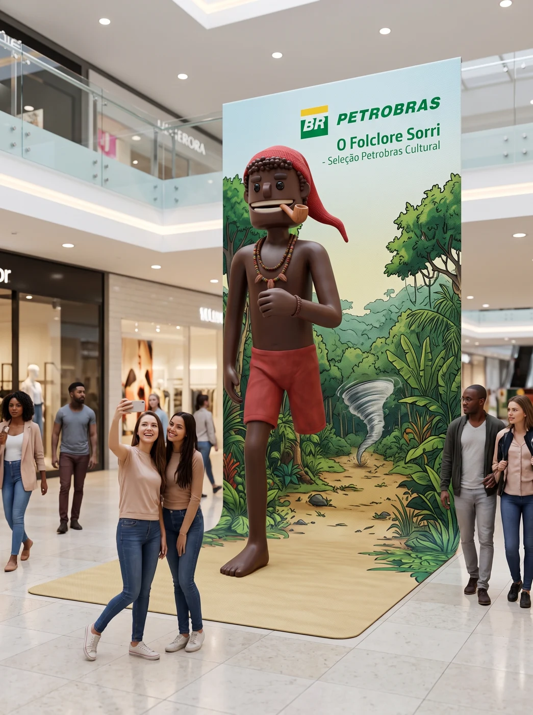 Estudo conceitual: Saci em espaço de exposição